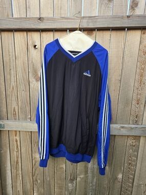 Adidas Black & Royal Blue V-Neck Pullover